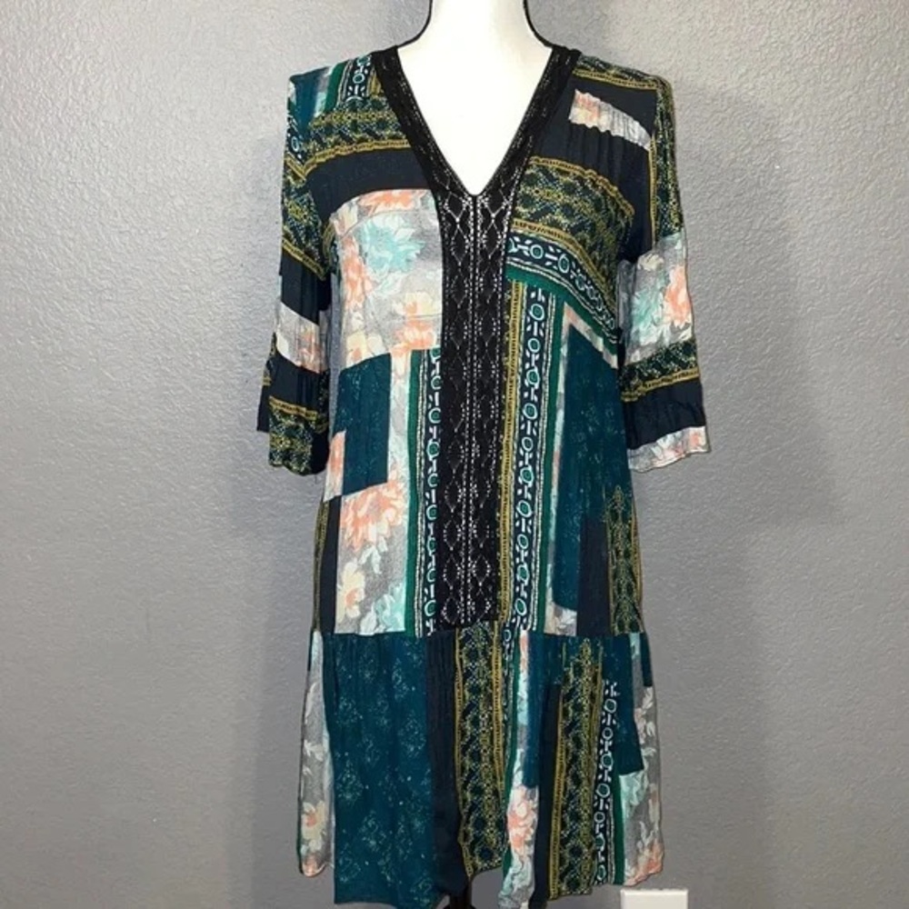 Maeve by Anthropologie Drop Waist Patchwork Dress
